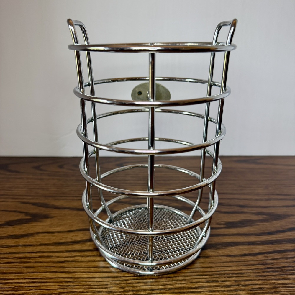 Vintage Fiesta Chrome-plated Wire Mesh Kitchen Utensil Holder - Picture 4 of 8